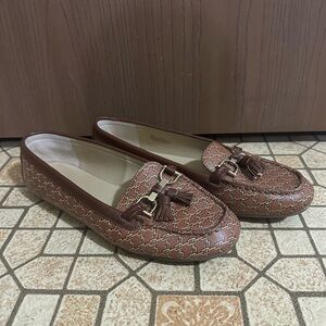 Talbots Everson Tassel Driving Moccasins Pebbled Leather Women Chainlink 9 1/2 M